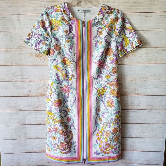 Trina Turk 100% Cotton Arboretum Zip Front Paisley Print Dress - Picture 4 of 12